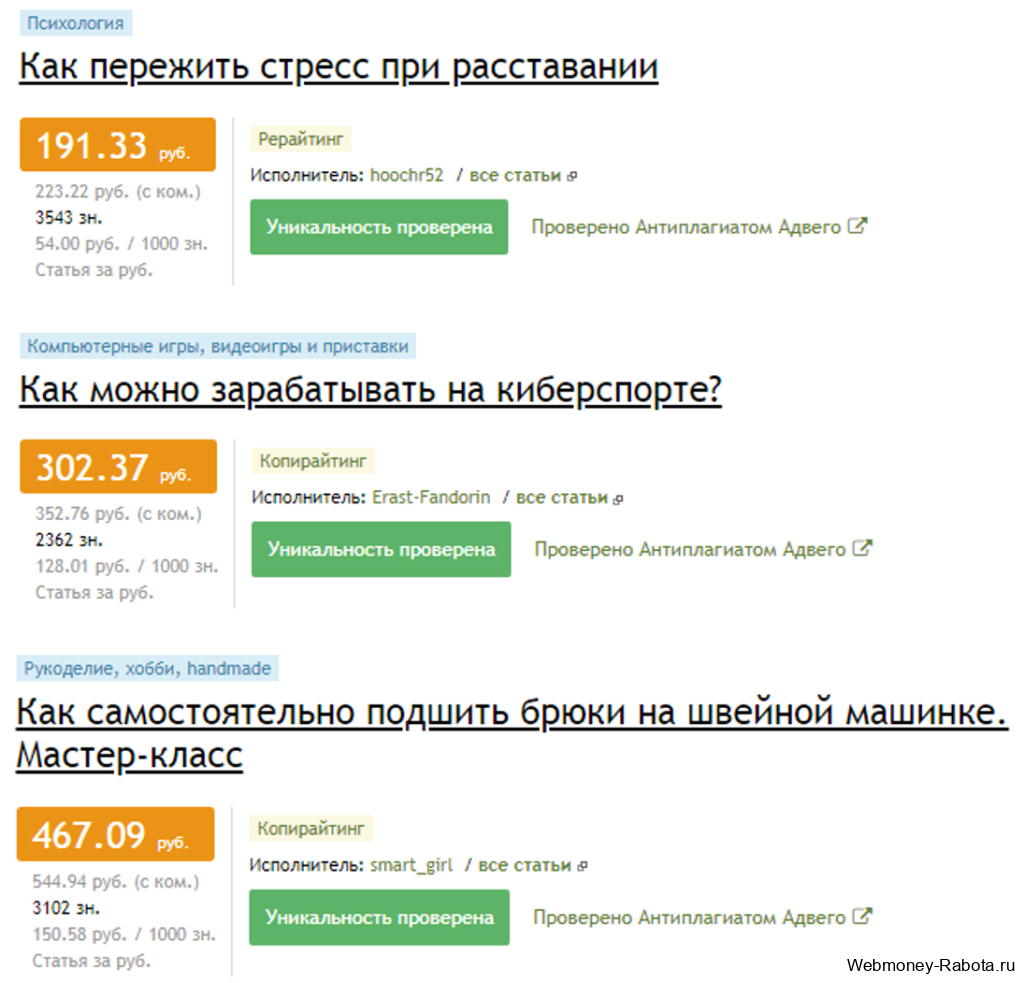 заработок на продаже статей