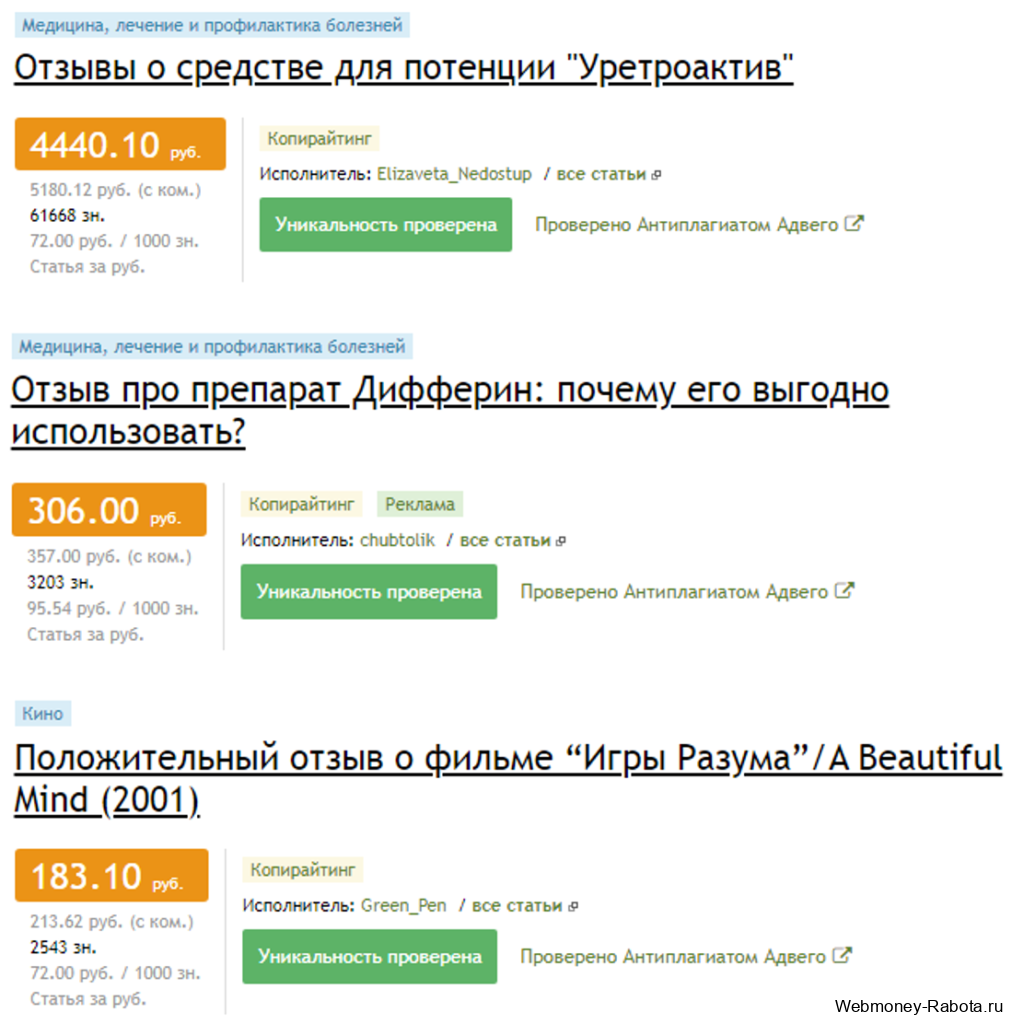 заработок на отзывах через биржи копирайтинга