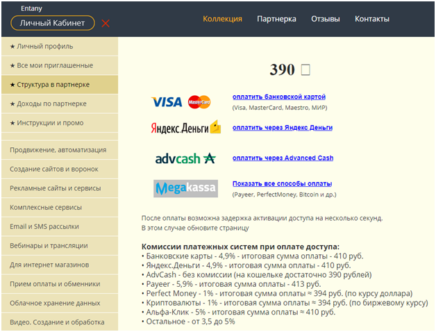 Заработок в партнёрской программе Biz-collection
