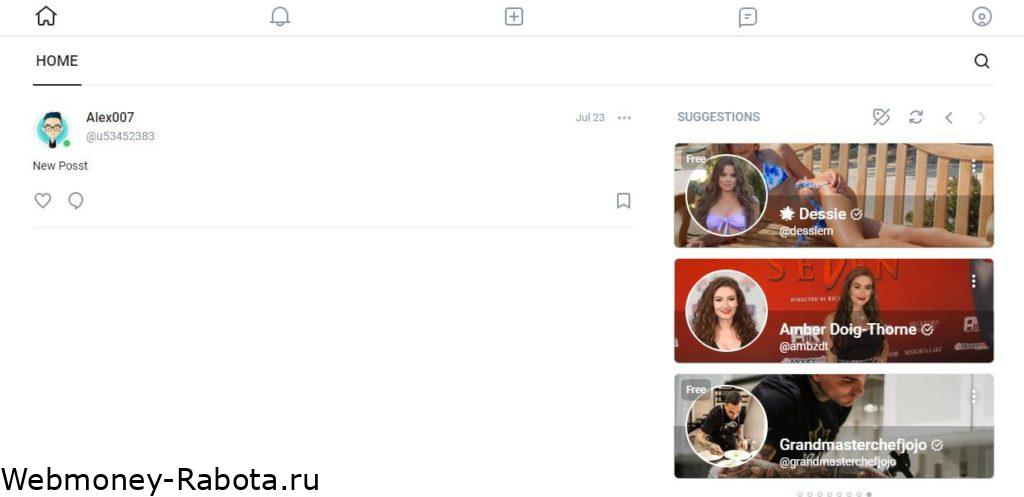 onlyfans интерфейс