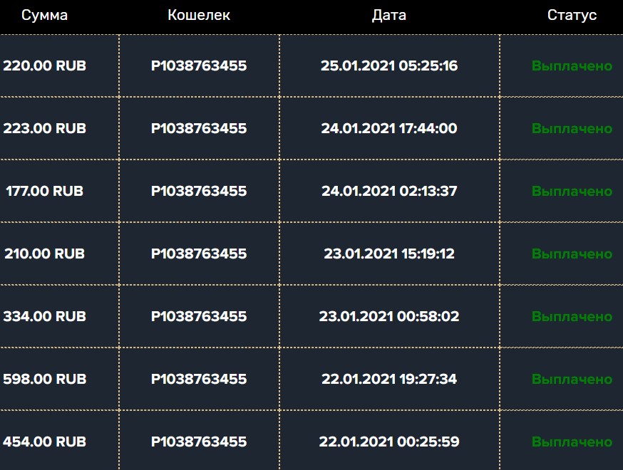 Rainbow выплата