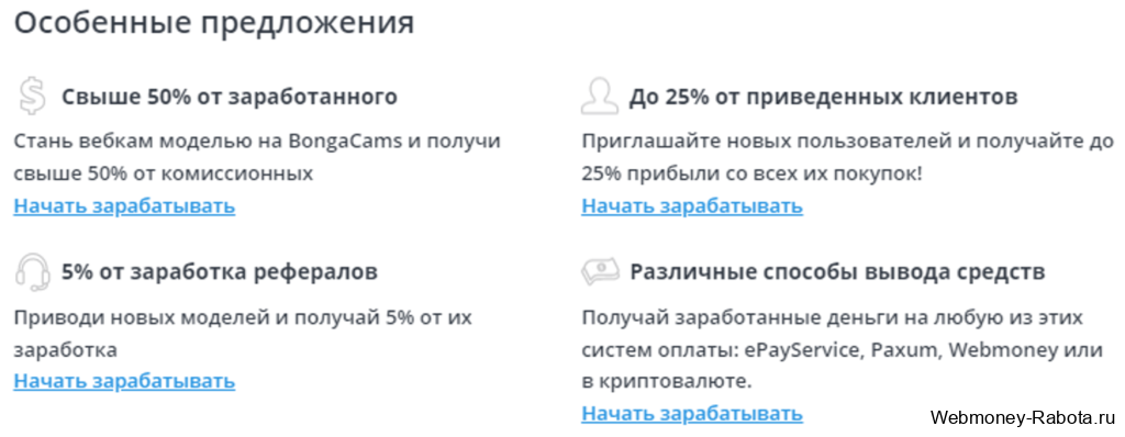Bongacams условия заработка
