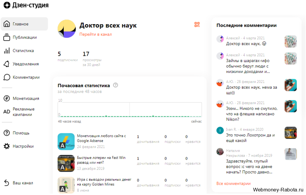 дзен студия статистика
