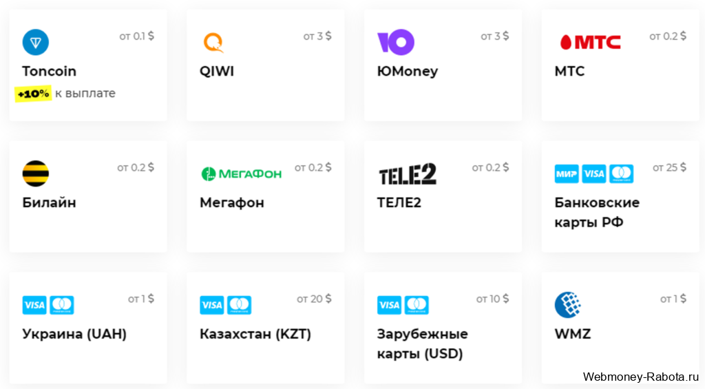 варианты выплат с Backit