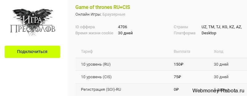 игра престолов оффер