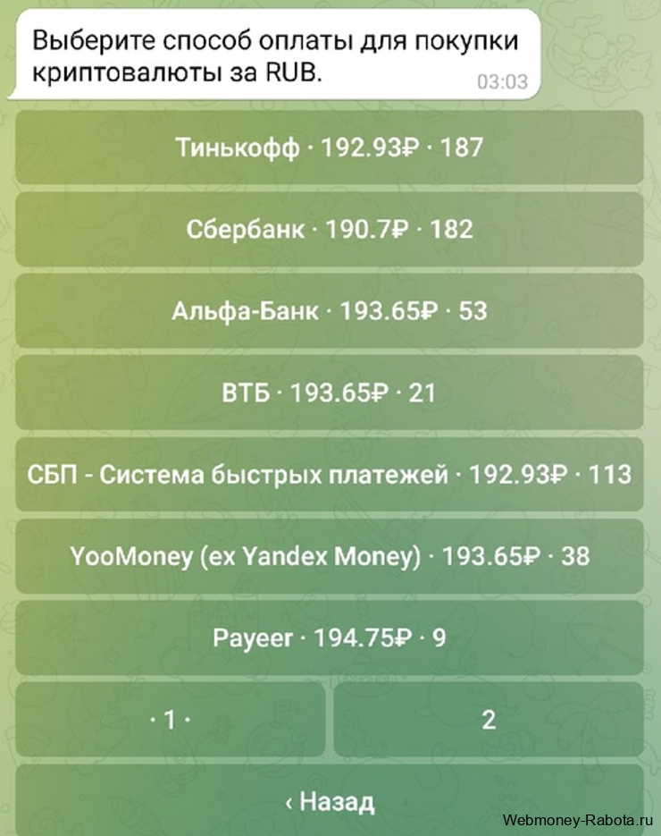 купить криптовалюту с телеграм бота за рубли