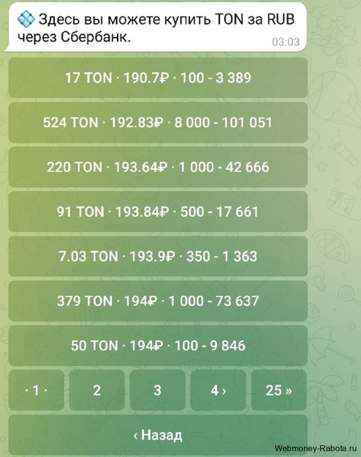 купить TON за RUB через сбербанк