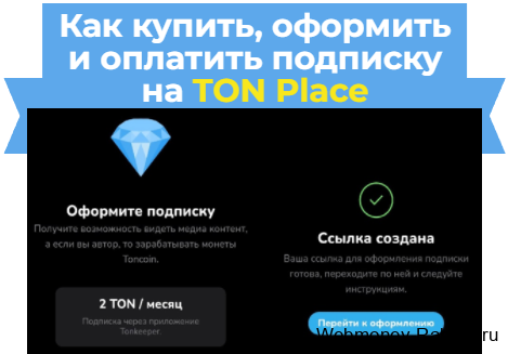 как оплатить подписку на TON Place
