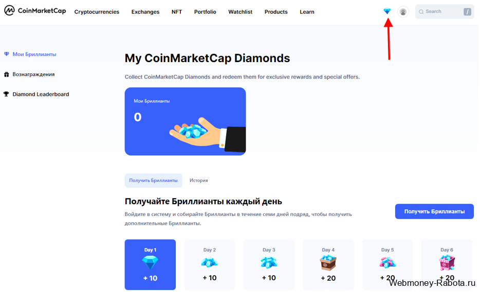 зачем нужны бриллианты в Coinmarketcap