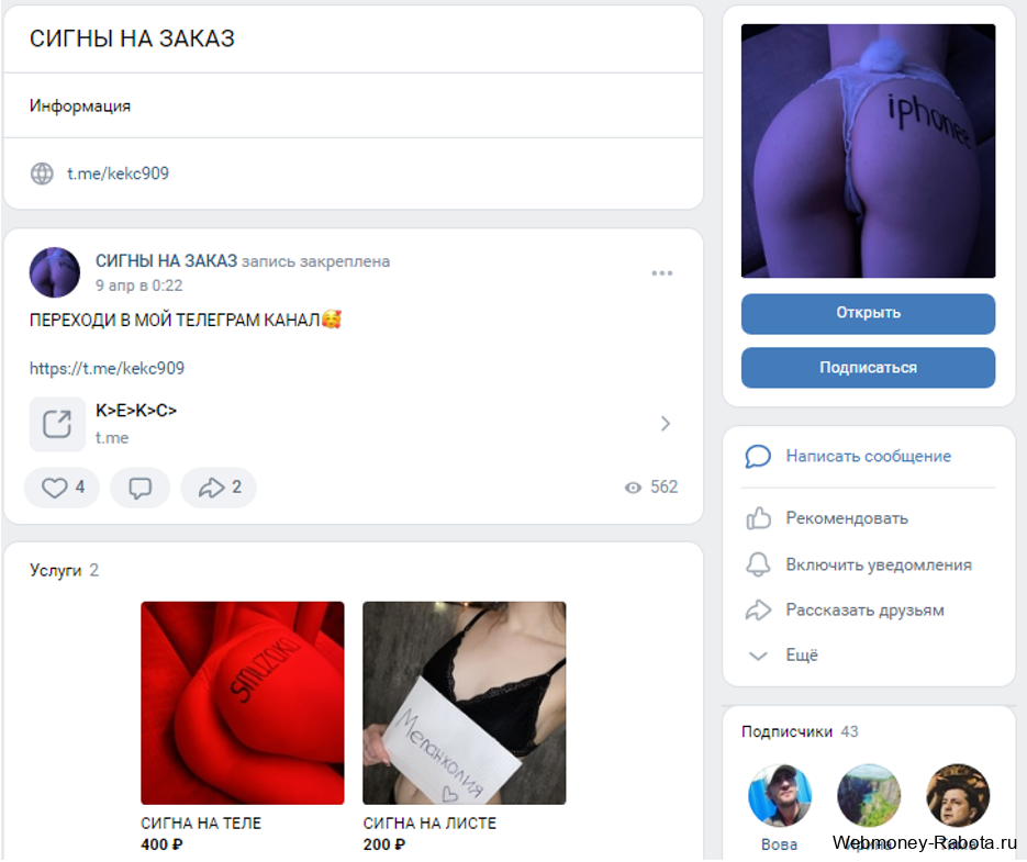 заработок на продаже сигн